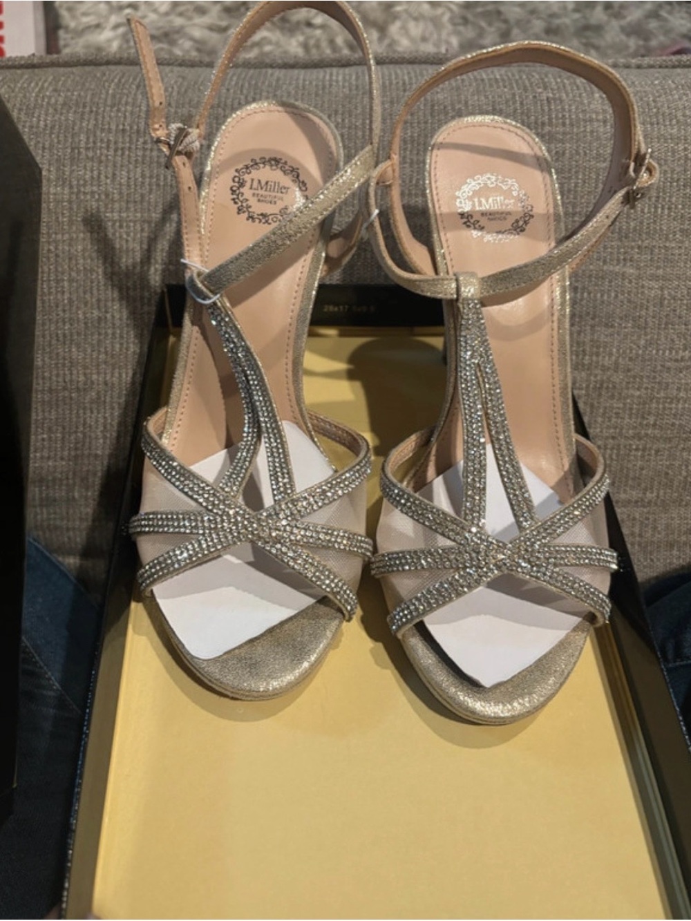 I.Miller Rhinestone Gold Heels Size 8 NEW IN BOX NEVER WORN